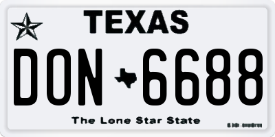 TX license plate DON6688