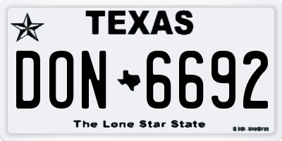 TX license plate DON6692