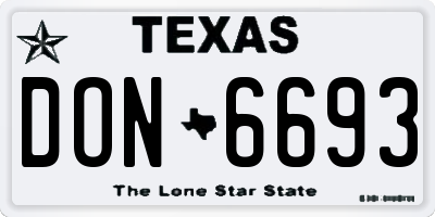 TX license plate DON6693