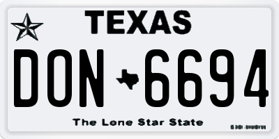 TX license plate DON6694