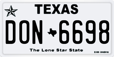 TX license plate DON6698