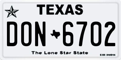 TX license plate DON6702