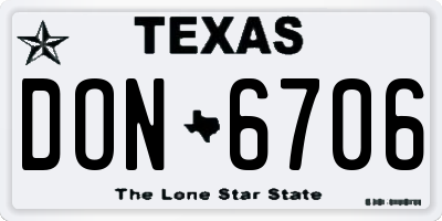 TX license plate DON6706