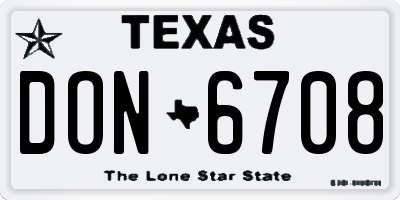 TX license plate DON6708