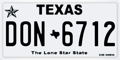 TX license plate DON6712