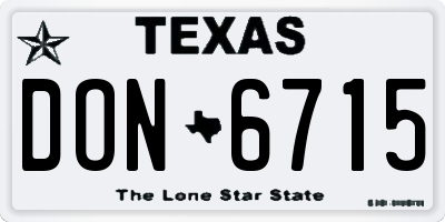 TX license plate DON6715