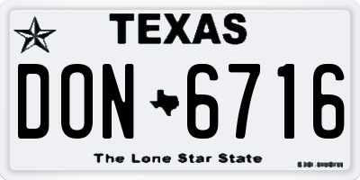 TX license plate DON6716