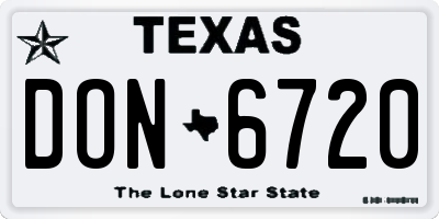 TX license plate DON6720