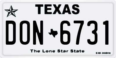 TX license plate DON6731