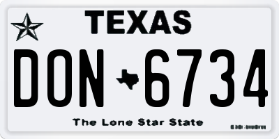 TX license plate DON6734