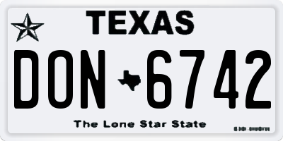 TX license plate DON6742