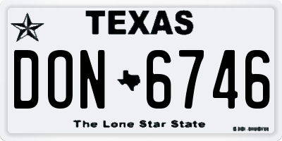 TX license plate DON6746