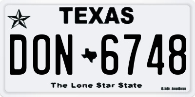TX license plate DON6748
