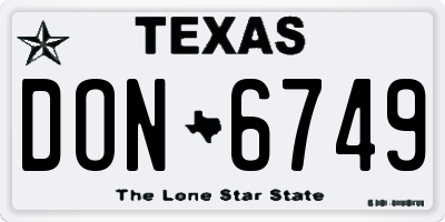 TX license plate DON6749