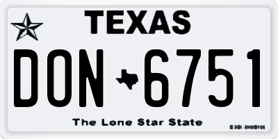 TX license plate DON6751