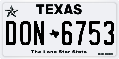 TX license plate DON6753