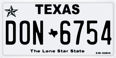 TX license plate DON6754