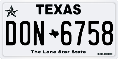 TX license plate DON6758