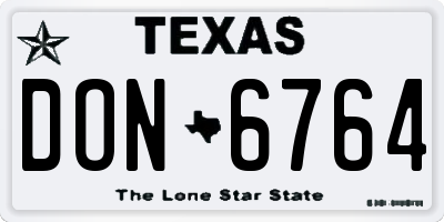 TX license plate DON6764
