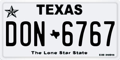 TX license plate DON6767