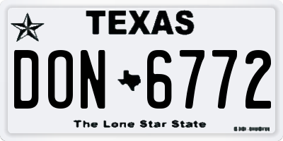 TX license plate DON6772