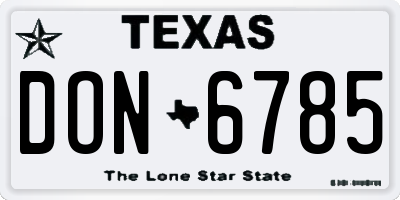 TX license plate DON6785