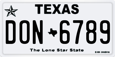 TX license plate DON6789