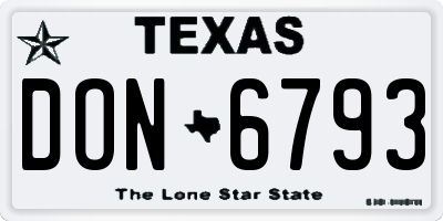 TX license plate DON6793