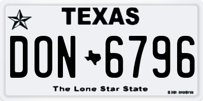 TX license plate DON6796