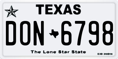 TX license plate DON6798
