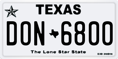 TX license plate DON6800