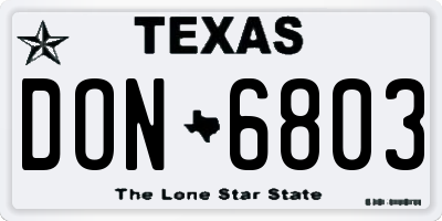TX license plate DON6803
