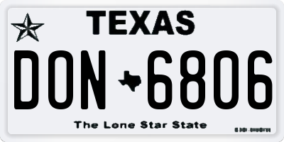 TX license plate DON6806