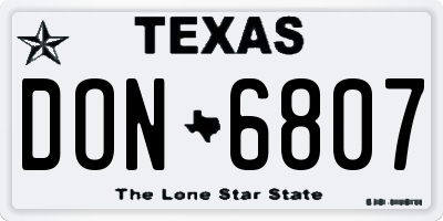 TX license plate DON6807
