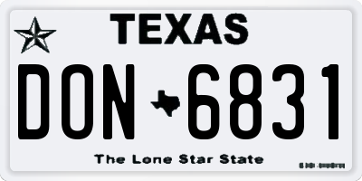 TX license plate DON6831