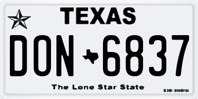 TX license plate DON6837
