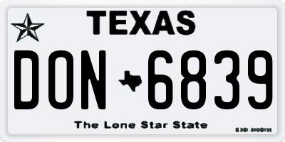 TX license plate DON6839
