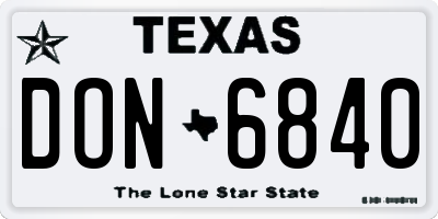 TX license plate DON6840