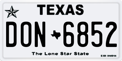 TX license plate DON6852