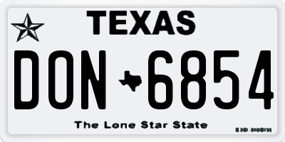 TX license plate DON6854