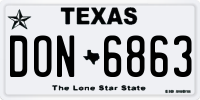 TX license plate DON6863