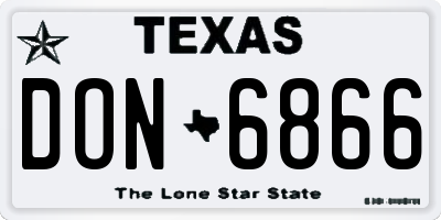 TX license plate DON6866