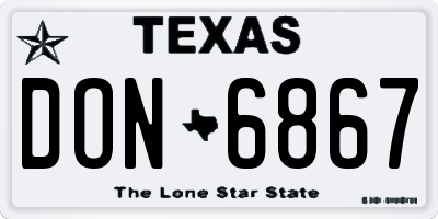 TX license plate DON6867