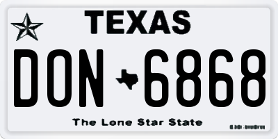 TX license plate DON6868