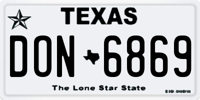 TX license plate DON6869