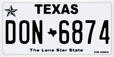 TX license plate DON6874