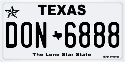 TX license plate DON6888