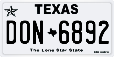 TX license plate DON6892