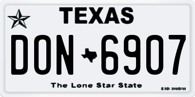 TX license plate DON6907