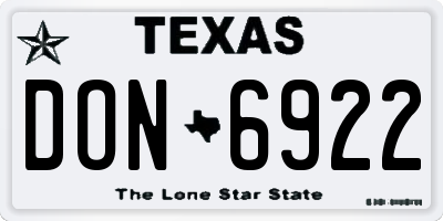 TX license plate DON6922
